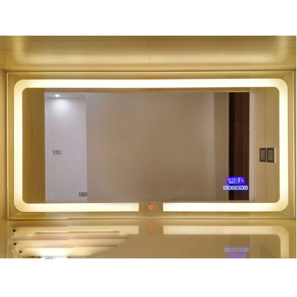 Smart LED Toilet Bathroom Mirror Anti fog Touch Screen Wall Mirror Makeup 700*900mm Rectangle Vanity MirrorsWith Bluetooth Music