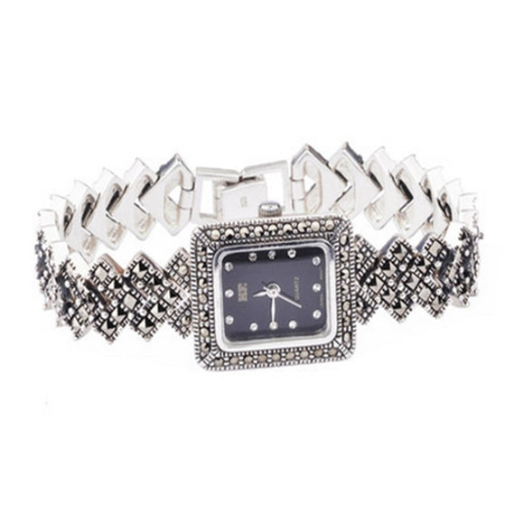 Jade Angel Sterling Silver Luxury Vintage Wristwatch