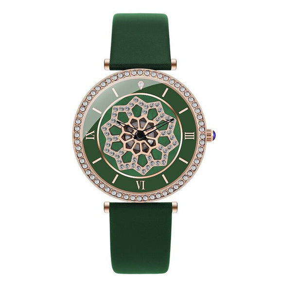 Womens Popular Rotation Quartz  Luxury Bracelet Watch