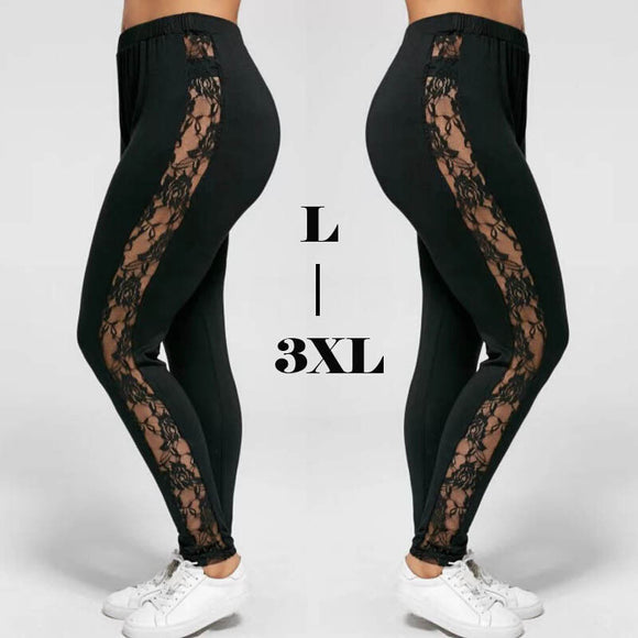 Plus Size Sexy Womens Lace Leggings